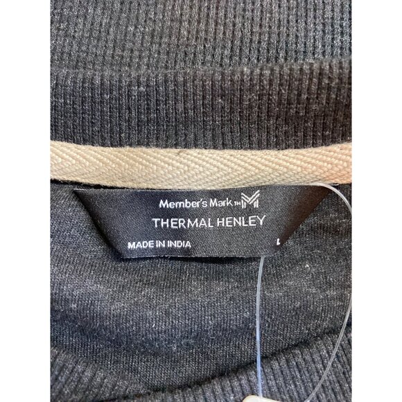 Membe’s Mark Henley Shirt L Black Thermal Waffle Long Sleeve Utility Outdoor - Picture 3 of 8